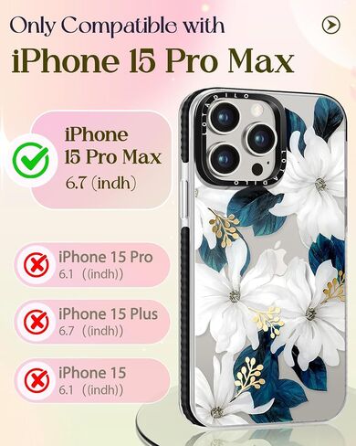 for iPhone 15 Pro Max Case for Women - Cute Kawaii Design Girls Compatible with Magsafe Magnetic Ring Holder Stand Blue Flower Phone Covers Aesthetic Girly TPU Funda for 15 Pro Max in Kuwait