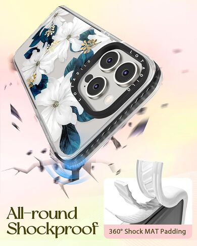 for iPhone 15 Pro Max Case for Women - Cute Kawaii Design Girls Compatible with Magsafe Magnetic Ring Holder Stand Blue Flower Phone Covers Aesthetic Girly TPU Funda for 15 Pro Max in Kuwait