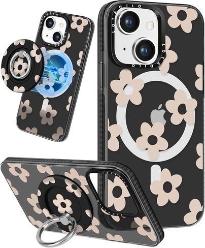 for iPhone 15 Pro Max Case for Women - Cute Kawaii Design Girls Compatible with Magsafe Magnetic Ring Holder Stand Blue Flower Phone Covers Aesthetic Girly TPU Funda for 15 Pro Max in Kuwait