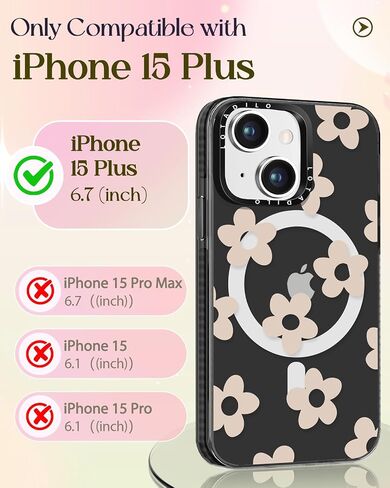 for iPhone 15 Pro Max Case for Women - Cute Kawaii Design Girls Compatible with Magsafe Magnetic Ring Holder Stand Blue Flower Phone Covers Aesthetic Girly TPU Funda for 15 Pro Max in Kuwait