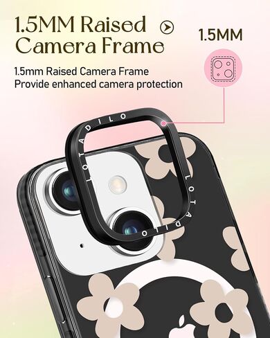 for iPhone 15 Pro Max Case for Women - Cute Kawaii Design Girls Compatible with Magsafe Magnetic Ring Holder Stand Blue Flower Phone Covers Aesthetic Girly TPU Funda for 15 Pro Max in Kuwait