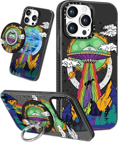 for iPhone 15 Pro Max Case for Women - Cute Kawaii Design Girls Compatible with Magsafe Magnetic Ring Holder Stand Blue Flower Phone Covers Aesthetic Girly TPU Funda for 15 Pro Max in Kuwait