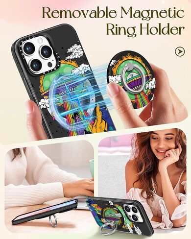 for iPhone 15 Pro Max Case for Women - Cute Kawaii Design Girls Compatible with Magsafe Magnetic Ring Holder Stand Blue Flower Phone Covers Aesthetic Girly TPU Funda for 15 Pro Max in Kuwait