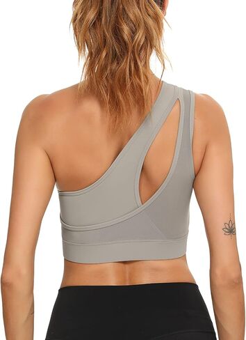 استمتع بحمالة صدر رياضية بكتف واحد ومبطنة وقابلة للإزالة ومثير لليوجا ودعم متوسط in Kuwait