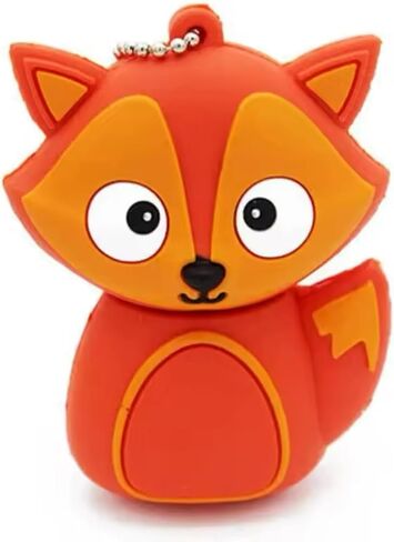 USB Flash Drive, 128GB Storage Capacity, 2.0 Interface, Portable with Keychain, Silicone Fox Design in Saudi Arabia