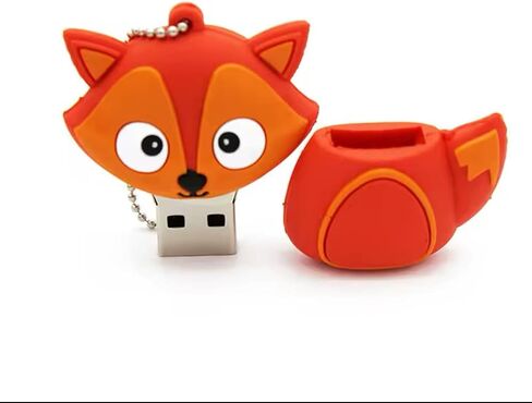 USB Flash Drive, 128GB Storage Capacity, 2.0 Interface, Portable with Keychain, Silicone Fox Design in Saudi Arabia