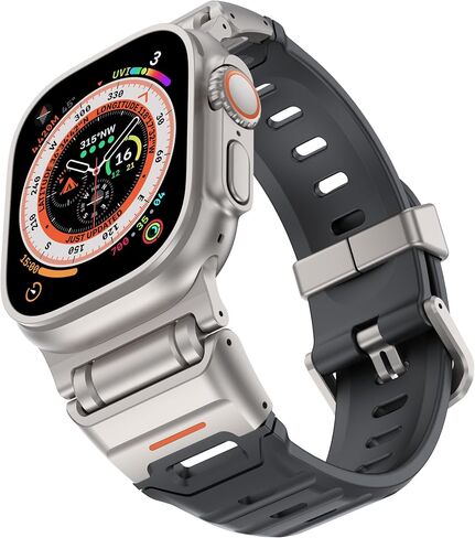 elkson Bands Compatible with Apple Watch Ultra 2/1 49mm, Fusion Series Rugged Durable Strap with Metal Connector to Match Ultra's Titanium Case for iWatch 49 mm Men Black in Saudi Arabia