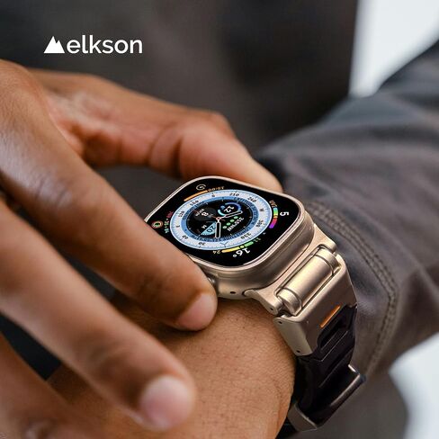 elkson Bands Compatible with Apple Watch Ultra 2/1 49mm, Fusion Series Rugged Durable Strap with Metal Connector to Match Ultra's Titanium Case for iWatch 49 mm Men Black in Saudi Arabia