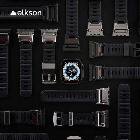 elkson Bands Compatible with Apple Watch Ultra 2/1 49mm, Fusion Series Rugged Durable Strap with Metal Connector to Match Ultra's Titanium Case for iWatch 49 mm Men Black in Saudi Arabia