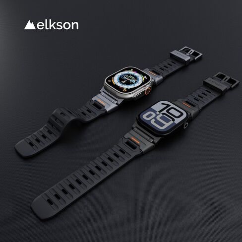 elkson Bands Compatible with Apple Watch Ultra 2/1 49mm, Fusion Series Rugged Durable Strap with Metal Connector to Match Ultra's Titanium Case for iWatch 49 mm Men Black in Saudi Arabia