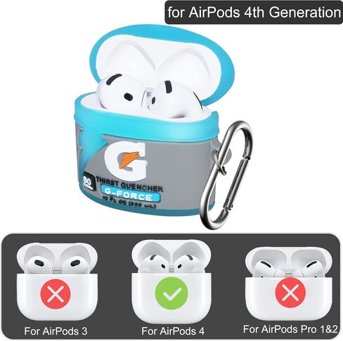 غطاء لطيف لـ AirPods Cover 4th Generation Cover - Cartoon Kawaii مشروبات رياضية مضحكة لـ Airpods 4 Case مع مجموعة نظافة القلم والسيليكون المغناطيسي المضاد للورم للنساء الأولاد مع سلسلة مفاتيح باللون الأزرق in Saudi Arabia