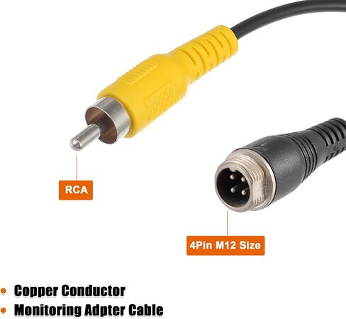 X AutoHaux 1PCS Car Camer Camera Adapter 4 pin to RCA Adapter M12 4-pin male to rca av mal in Saudi Arabia