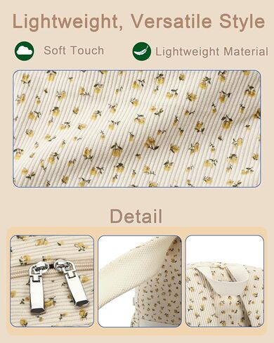 School Backpack for Teens Girls Women 15.6 Inch Laptop College Backpacks Corduroy Work Bag Kids Elementary Middle High Campus Bookbag Students Pack Travel Daypack Womens - Beige Strawberries in Saudi Arabia