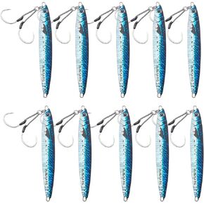 Ocean Cat Long Long Fall Fall Pitch Fishing Jigs Lures الرصاص المعدني شاطئ الرأسي الطعم القفز مع Hook Hook for Saltwater Wathwater Fishwing 20g 40g 60g 80g