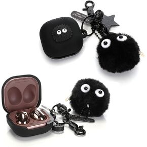 (1 Pack) BGAANM Cute Silicone Earbuds Case Protective Cover with Doll Keychain Designed for Samsung Galaxy Buds2 Pro (2022) /Galaxy Buds 2 (2021) /Galaxy Buds Pro (2021) /Galaxy Buds Live (2020)