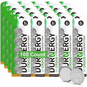 CR2430 3V Lithium Battery 100 Pack, Key Fob Battery CR2430 Lithium Coin Cell, CR2430 Watch Battery