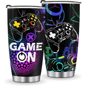 Jekeno Gamer Mug Tumbler Boys Gifts - Gaming Gamepad Presents for Kids Teens Men Son Dad Boyfriend Husband Father Easter Birthday Christmas Video Game Controller Cup 20oz Stainless Steel