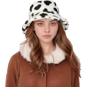 Manfnee Faux Fur Winter Bucket Hat for Women Fuzzy Warm Hats Women's Furry Fisherman Cap for Casual,Sports,Trips