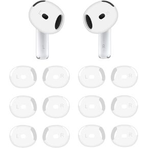 BLUEWALL Fit in Case Eartips Compatible with AirPods 4 Earbuds 4th Generation, 6 Pairs Fit in Charging Case Silicone Earbuds Cover Anti Slip Tips, Compatible with AirPods4 6 Pairs White