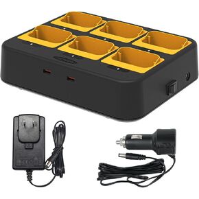 Retevis RB48 RB48P Six-Way Walkie Talkie Charger, for Retevis RB48 RB48P Two Way Radio, LED Indicators, AC/DC Adapter, Individually Replaceable Base, Multiple Protection(1 Pack)