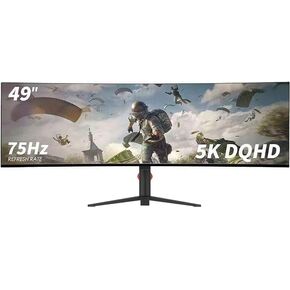 YOGAES 49 Inch Wide Dual QHD (5120x1440) IPS Surface Game Display, 49 Inch montior. HDR 400, Hidden Inside, USB-C, VESA100*100mm, Tilt Height Adjustment Possible, G-Sync (75hz)