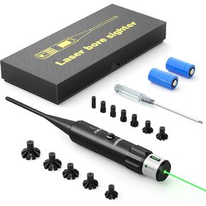 Green Laser Bore Sight Kit for .177 to 12GA Multiple Caliber, Universal Barrel Laser Bore Sighter Kit AME Point Laser Sighting with Button Switch for Zeroing Rifle Pistol Handgun Scopes
