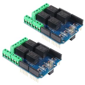 2PCS 4 Channel 5V Relay Shield Module, QCCAN Four Way Relay Control Board Expansion Board