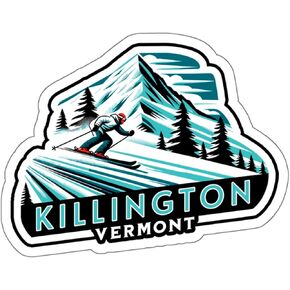 Killington Vermont Sticker مقاوم للعوامل الجوية عتيقة شريحة Vinyl صغيرة مقاومة للماء لزجاجة ماء جواز سقوط سروال الكلام المحمول هاتف تزلج تزلج ، الحجم 4 ″ × 4 ″ هدية مضحكة
