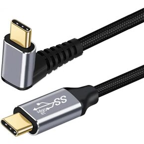 NFHK 90 Degree Up Down Angled Type-C USB-C Male to Male USB3.1 10Gbps 100W Data Cable for Laptop Phone 100CM