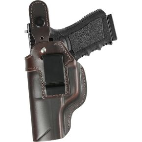 Thumb Break OWB Leather Holster for Glock 17 19, Fit: Glock 17 19X, 19, 44, 45 Gen(1-5) & 22, 23, 31, 32 Gen(3-4) Outside Waistband/Right Hand Brown