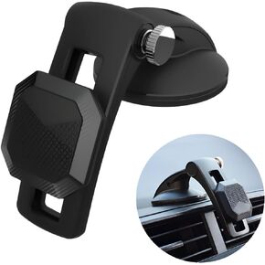 Car Phone Holder, Magnetic Auto Phone Mount for Dashboard Windshield Screen with Flexible Base, Foldable Super Stable Compatible with 15 14 13 12 Pro Max & All Phones（Black/Suction Cup）
