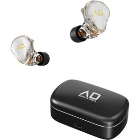 Alpha & Delta KS100 Resin-Based True Wireless Earphones with All Day Battery Life and Hybrid Drivers (Hybrid Drivers (1 DD + 1BA), White Faceplate)