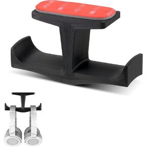 BRAINWAVZ BigT Dual Headphone Stand, Under Desk Hanger for Headphones, Gaming Headsets, Mobiles Accessories, Stick On, No Screws, Black (Big T)