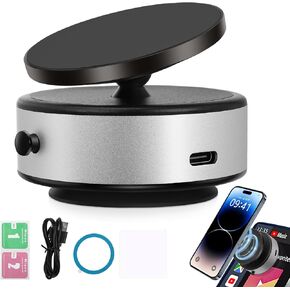360 Rotatable Car Magnetic Phone Holder - Car Electric Suction Cup Vacuum Magnetic Phone Holder, Compatible with All Phone Types, Vacuum Phone Mount for Car Gym Bath Shower & All Smooth Surface