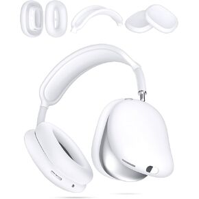 iMangoo Silicone Case Cover for Apple Headphones AirPods Max, Soft TPU Anti-Scratch Protective Kit with Ear Pad Ear Cups Headband Cases Sweatproof Washable Protector Accessories for AirPod Max White