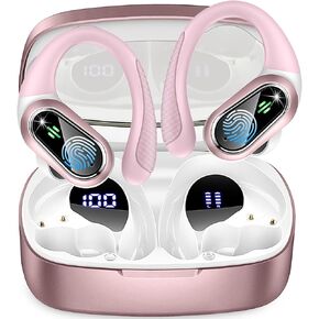 Wireless Earbuds, Bluetooth 5.3 Headphones Stereo Bass with Noise Cancelling Mic, 48Hrs Playtime in Ear Ear Buds with LED Power Display Charging Case, IPX7 Waterproof Earphones for Android iOS Sports