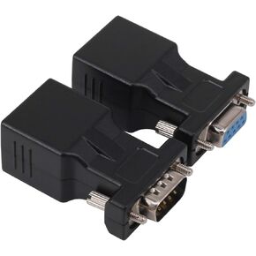 RJ45 to RS232 Adapter, Yeworth 1Pcs Male 1Pcs Female DB9 9-Pin Serial Port to RJ45 Female Network Cat5/6 LAN Ethernet Coupler Extender Adapter (1 Male 1 Female)