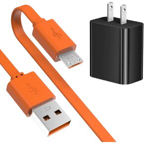 Fast Charger Charging Cable Compatible with Ring Enabled Video Doorbell (Released in 2020) 2/3/3 Plus/ 4, Peephole Cam, Doorbell Pro, Camera Battery Replacement Micro USB Charger Power Cord(Orange)