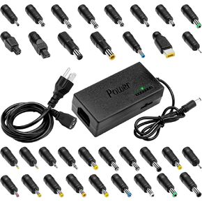 Universal Mains Adapter - Charging Cable for Laptop/Notebook & Other Devices - 12-24 Volts, 96 Watts, with 34 Attachments