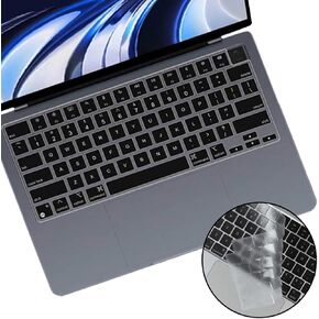 YongMai【2 Pack】Keyboard Cover for 2023 Macbook Air 15" M2 A2941, 2022 Macbook Air 13.6" M2 A2681, 2023 Macbook Pro 14" 16" M2 M3 A2779 A2780 US Keyboard Skin Covers, Dustproof Waterproof (TPU + Black)