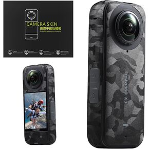 Camera Skin for Insta 360 X 3 Protective Sticker Camouflage Black Skin Decals for Insta360X3 Full Wrapped Film Anti-Scratch Protection