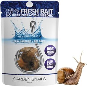 Naturally Preserved Fishing Bait – 2-Year Shelf-Stable, Ideal for Freshwater & Saltwater Fishing, Garden Snails 8pcs