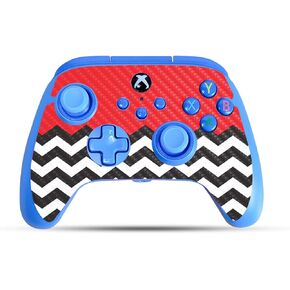 Carbon Fiber Gaming Skin Compatible with PowerA Xbox Series X|S Enhanced Wired Controller - Red Chevron - Premium 3M Vinyl Protective Wrap Decal Cover | Crafted in The USA by MightySkins