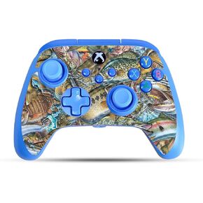 Carbon Fiber Gaming Skin Compatible with PowerA Xbox Series X|S Enhanced Wired Controller - Action Fish Puzzle - Premium 3M Vinyl Protective Wrap Decal Cover | Crafted in The USA by MightySkins