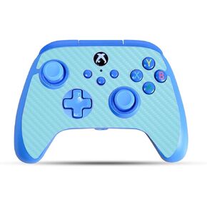 Carbon Fiber Gaming Skin Compatible with PowerA Xbox Series X|S Enhanced Wired Controller - Solid Baby Blue - Premium 3M Vinyl Protective Wrap Decal Cover | Crafted in The USA by MightySkins