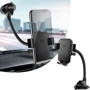 1 PC Car Flexible Hose Windshield Phone Mount, 360° Rotatable Adjustable Gooseneck Car Phone Holder, Dashboard Windshield Strong Suction Cup Phone Holder, for Most Cell Phones (Black)