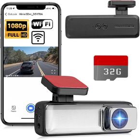 eSynic Professional WiFi 1080P HD Night Vision Dashcam Mini Dash Camera Front With a HD 160° Ultra-wide Angle Lens Phone Control Car Dash Camera With 32G SD Card Support Loop Recording etc (128GB Max)