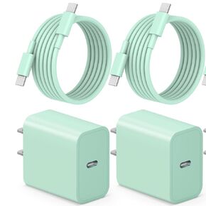 iPhone 16 15 Fast Charging [Apple MFi Certified] 30W USB C Charger Block Type C Charger 2 Pack 6FT Cord Compatible with iPhone 16/16 Plus/16 Pro/16 Pro Max/iPhone 15/15 Pro Max/Samsung (Green)