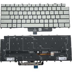 New Keyboard for Dell XPS 13-9315 (Not for XPS 13-9315 2 in 1) Laptop 0PTT23 PK133Q73C00 DLM21K1 US Layout, Gray White, with Backlight and Screwdriver
