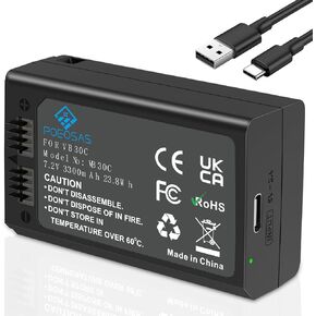 VB30 Type-C Direct Charging Port Battery(3300mAh) Compatible with GODOX V1/V850 III/V860 III/MF-R76/Ring 72/AD100 PRO/V1 PRO Camera Flash Speedlite